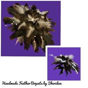 HANDMADE Muscovy Feather Jewel Butterfly Formal Bridal Boquet FIRM PRICE